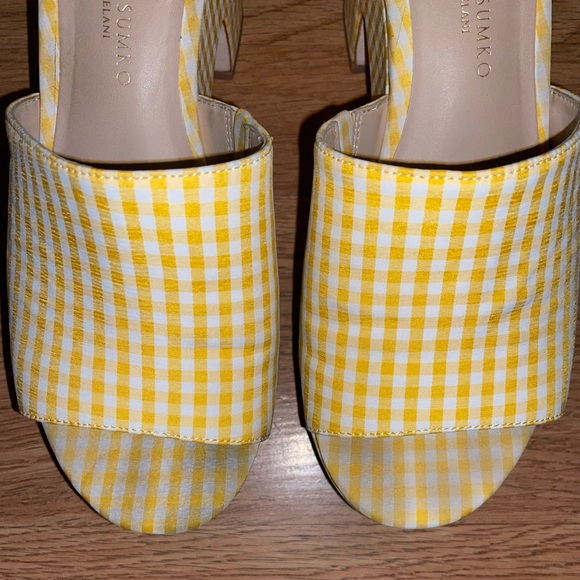 🌼Antonio Melani x Jennifer Sumko The Cove Yellow Gingham Open Platform SZ 8.5 - Picture 10 of 16
